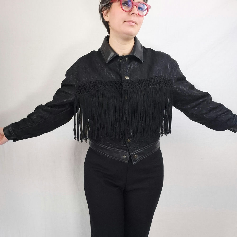 Moschino vintage giubbotto con frange anni '80