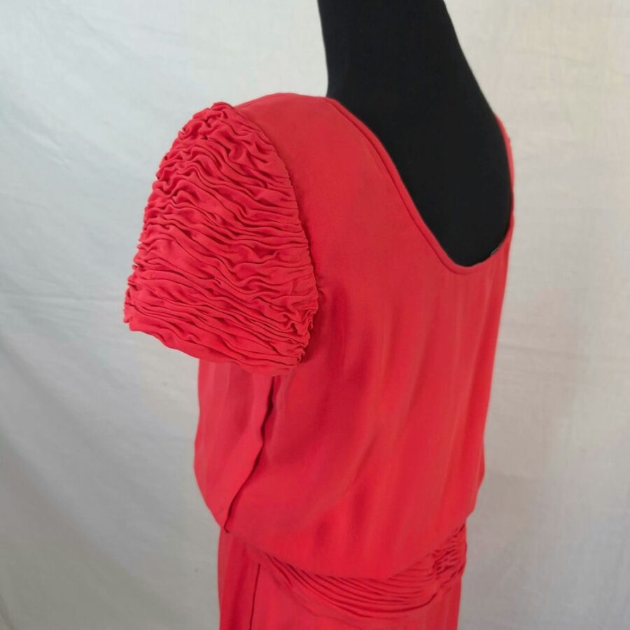 coral red gown