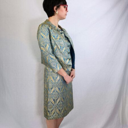 Completo elegante vintage vestito e giacca