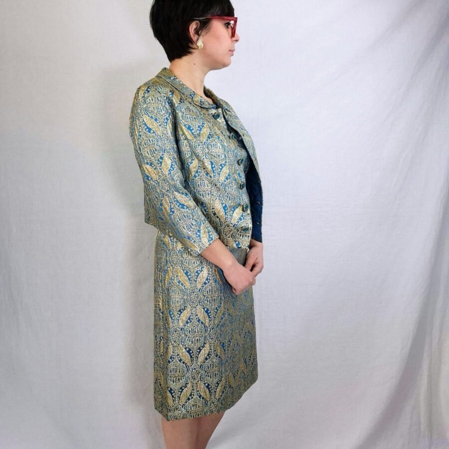 Completo elegante vintage vestito e giacca