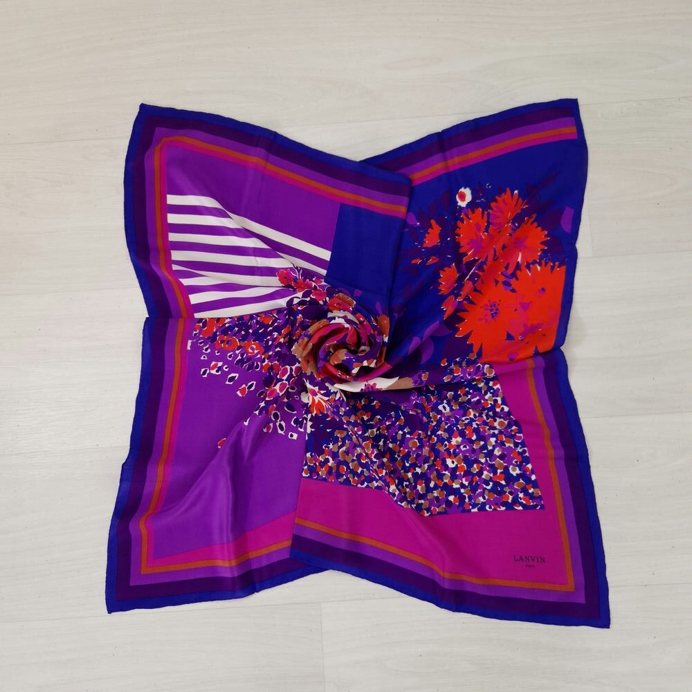 Foulard Lanvin a fiori vintage anni '70