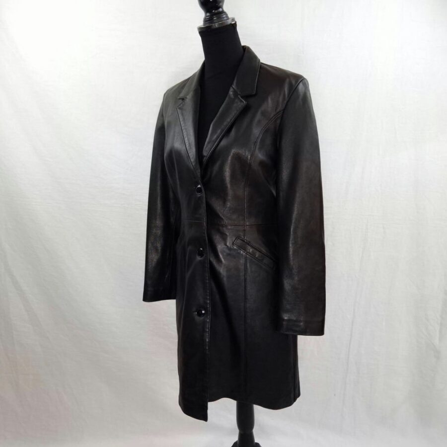 women leather long jacket