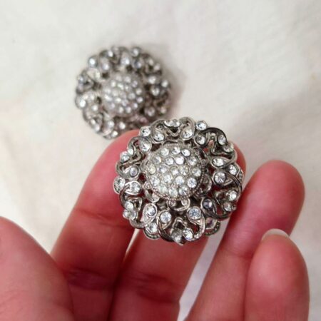 Orecchini a fiori con strass vintage anni '70