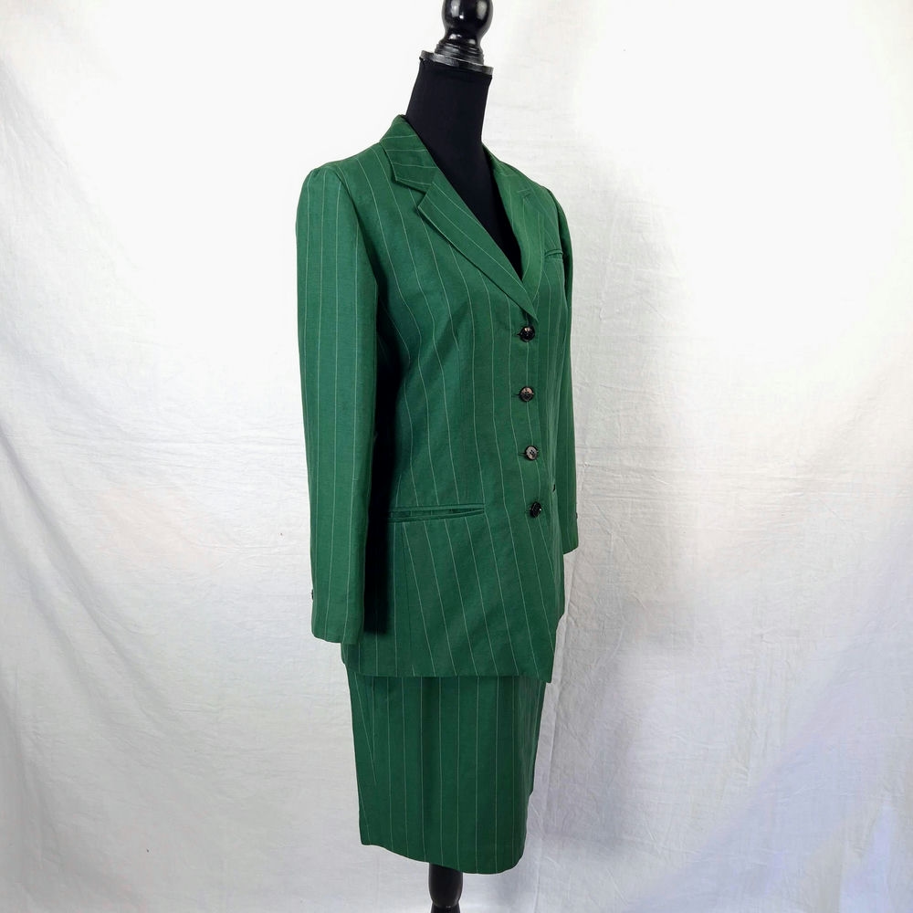 Tailleur gonna verde Cacharel 1990s - immagine 3