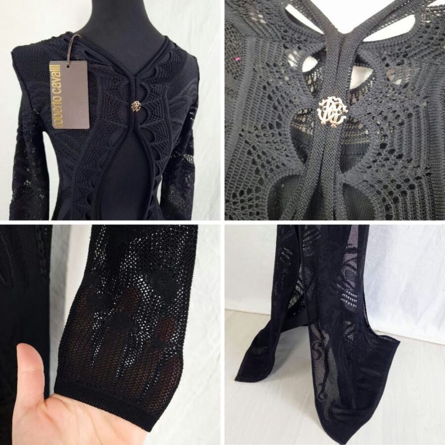 Abito nero tricot lungo Roberto Cavalli - immagine 9