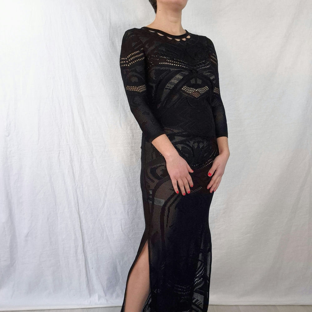 Abito nero tricot lungo Roberto Cavalli - immagine 2