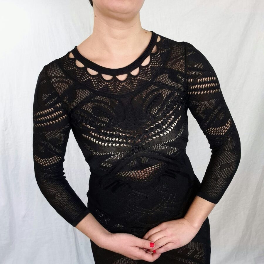 Abito nero tricot lungo Roberto Cavalli - immagine 3