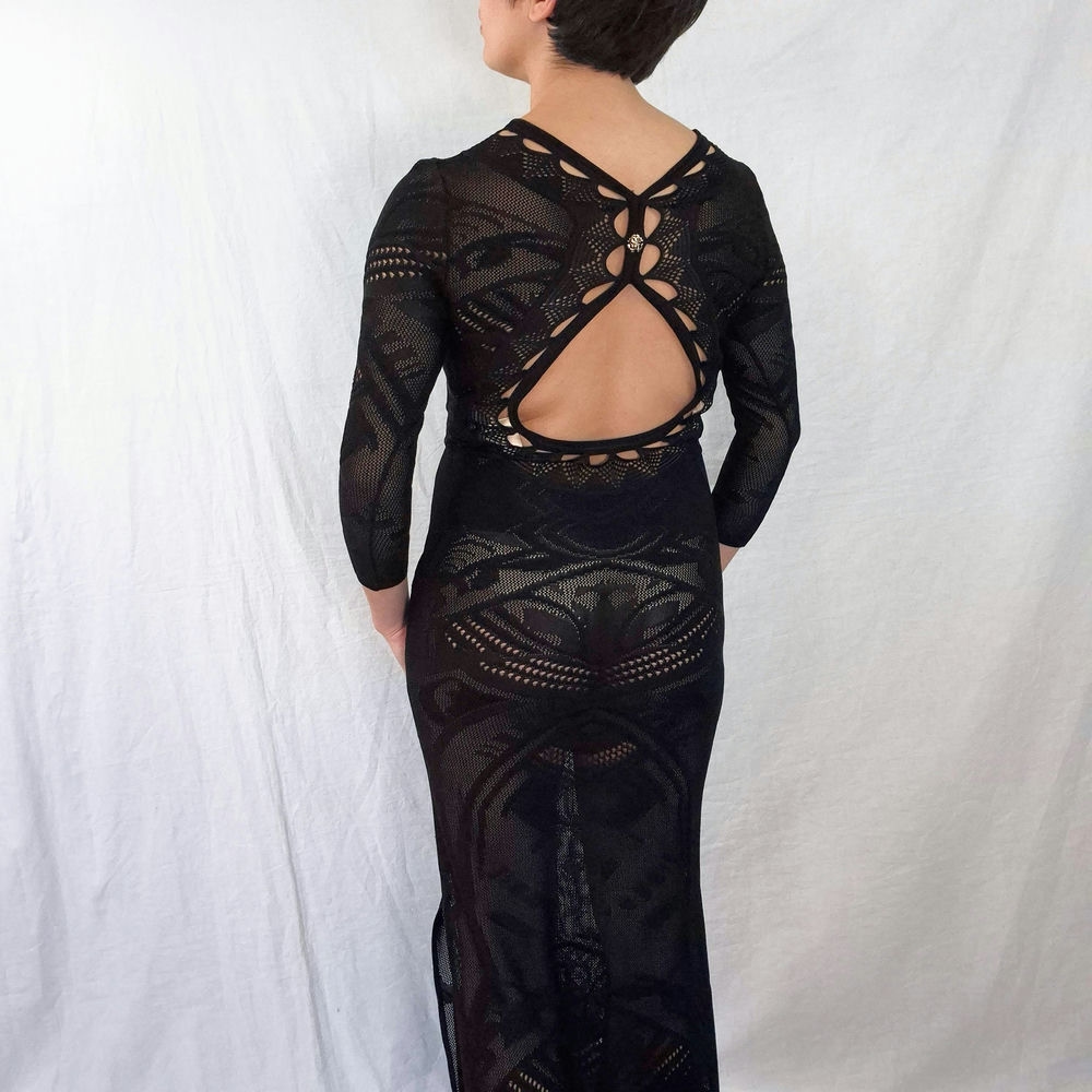 Abito nero tricot lungo Roberto Cavalli - immagine 5