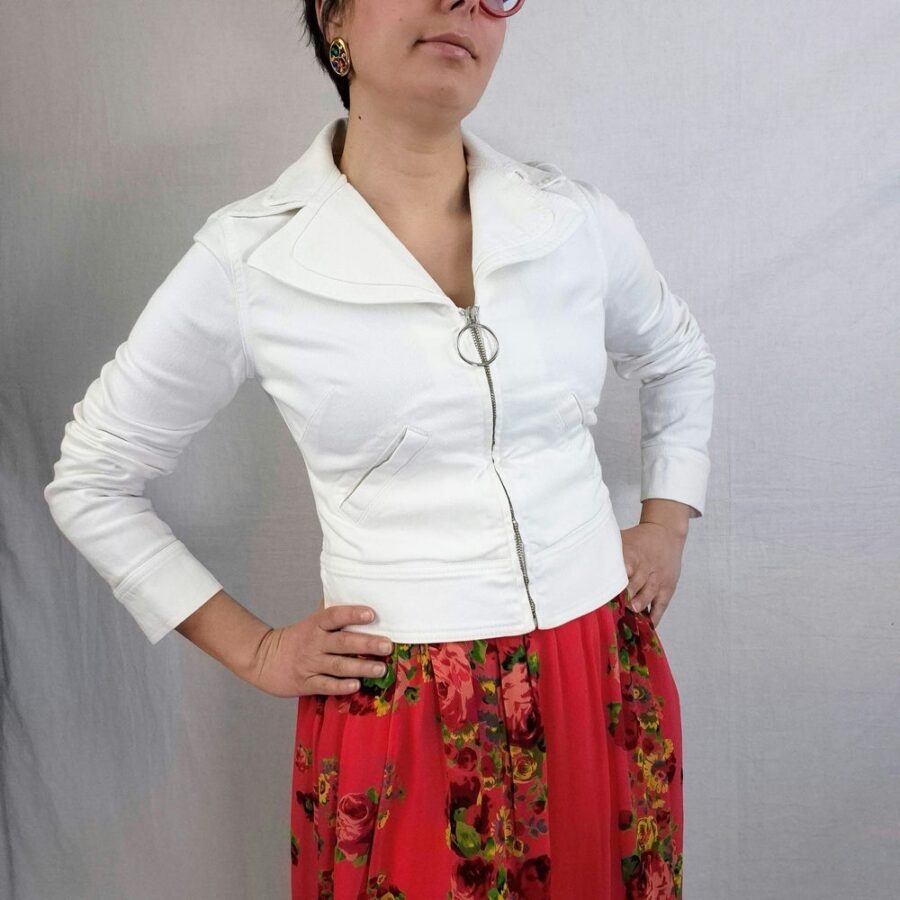 giacca denim bianca
