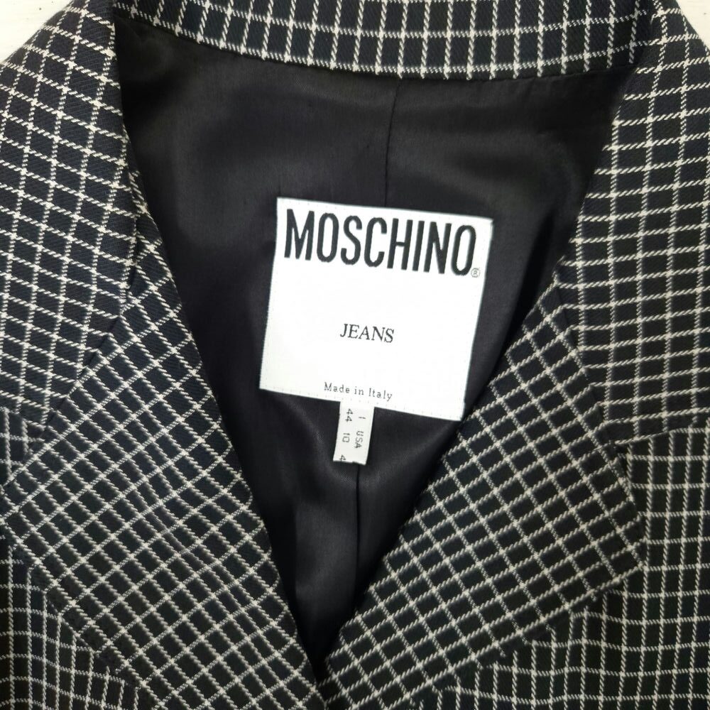 Moschino Jeans giacca a quadretti bianca e nera