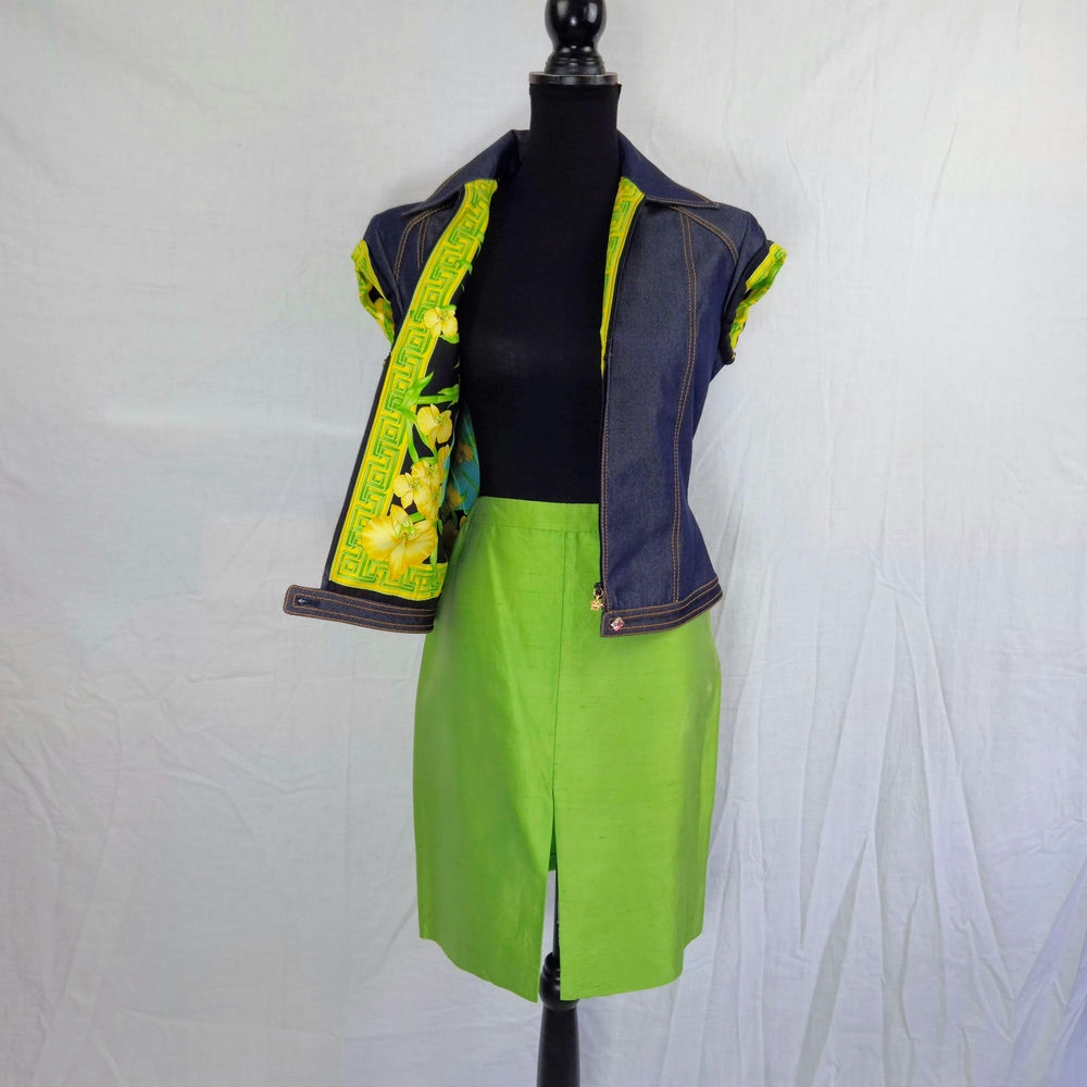 Gianni Versace Couture completo gilet e gonna in seta