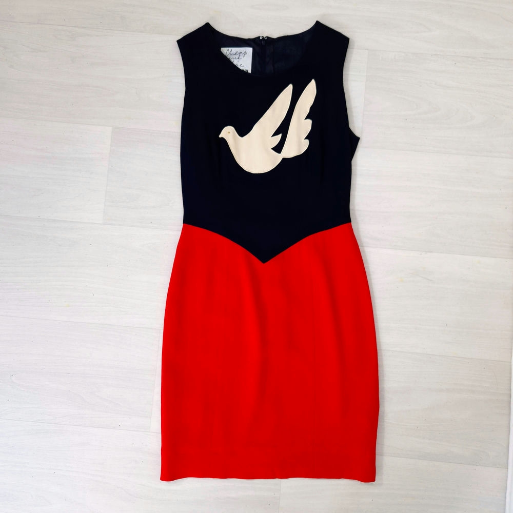 Moschino abito con colomba della pace vintage 1990s - immagine 4