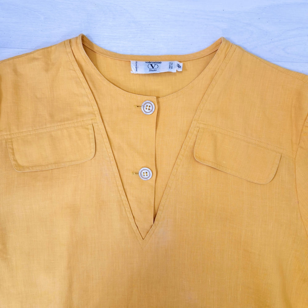 camicia gialla donna in lino