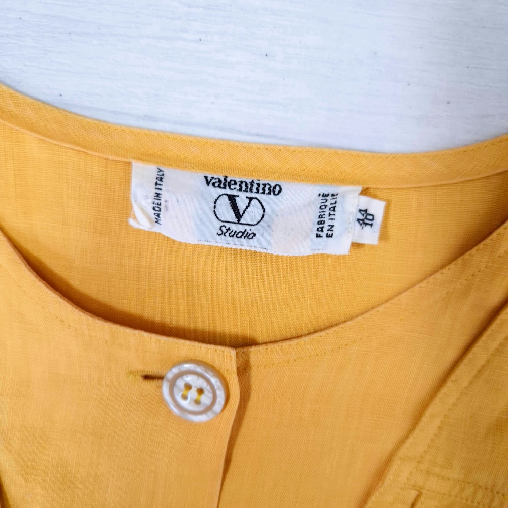 Valentino Studio blusa gialla in lino vintage 1980s