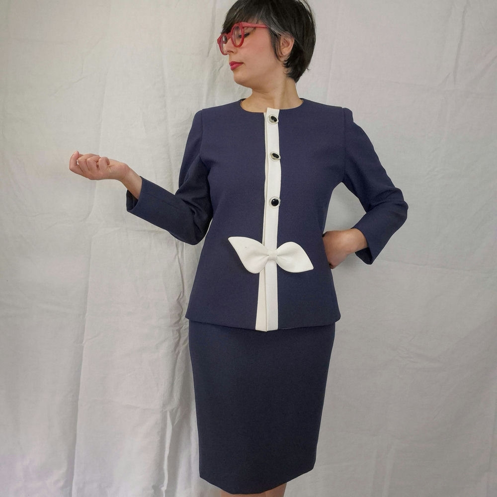 Pierre Cardin tailleur gonna stile navy