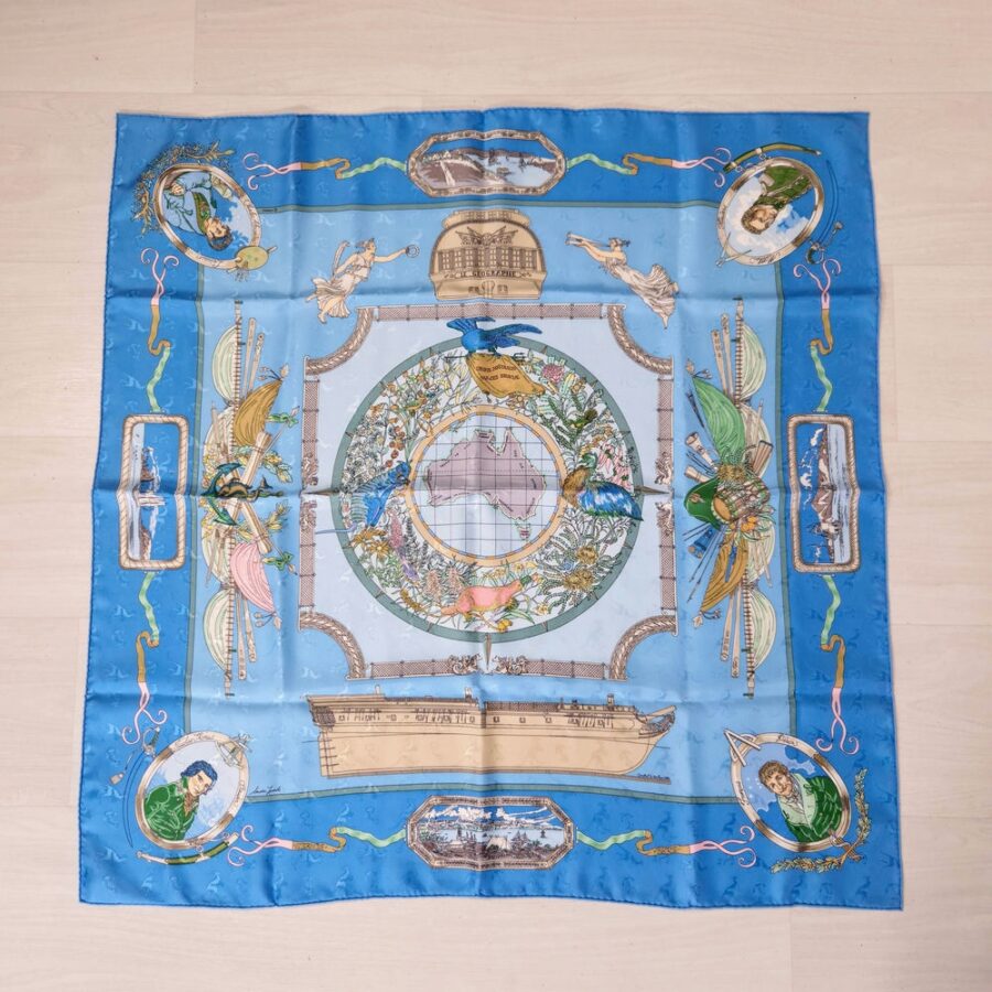 Hermès Le Geographe carré in seta 1992