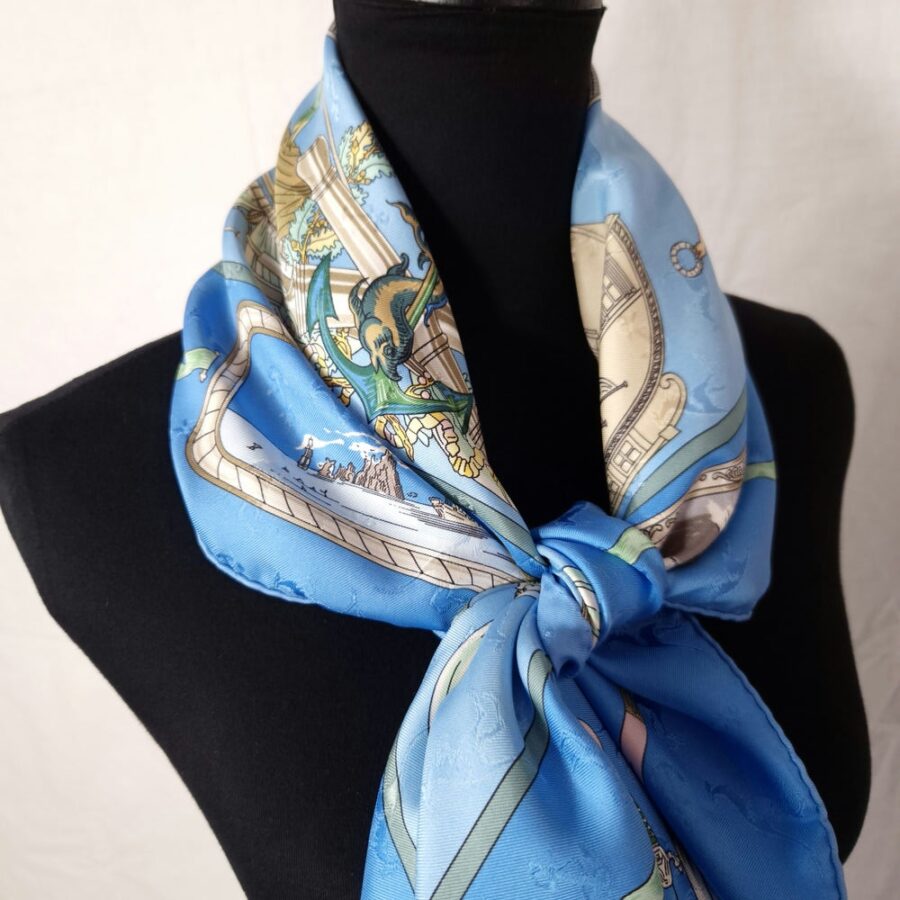 blue silk scarf