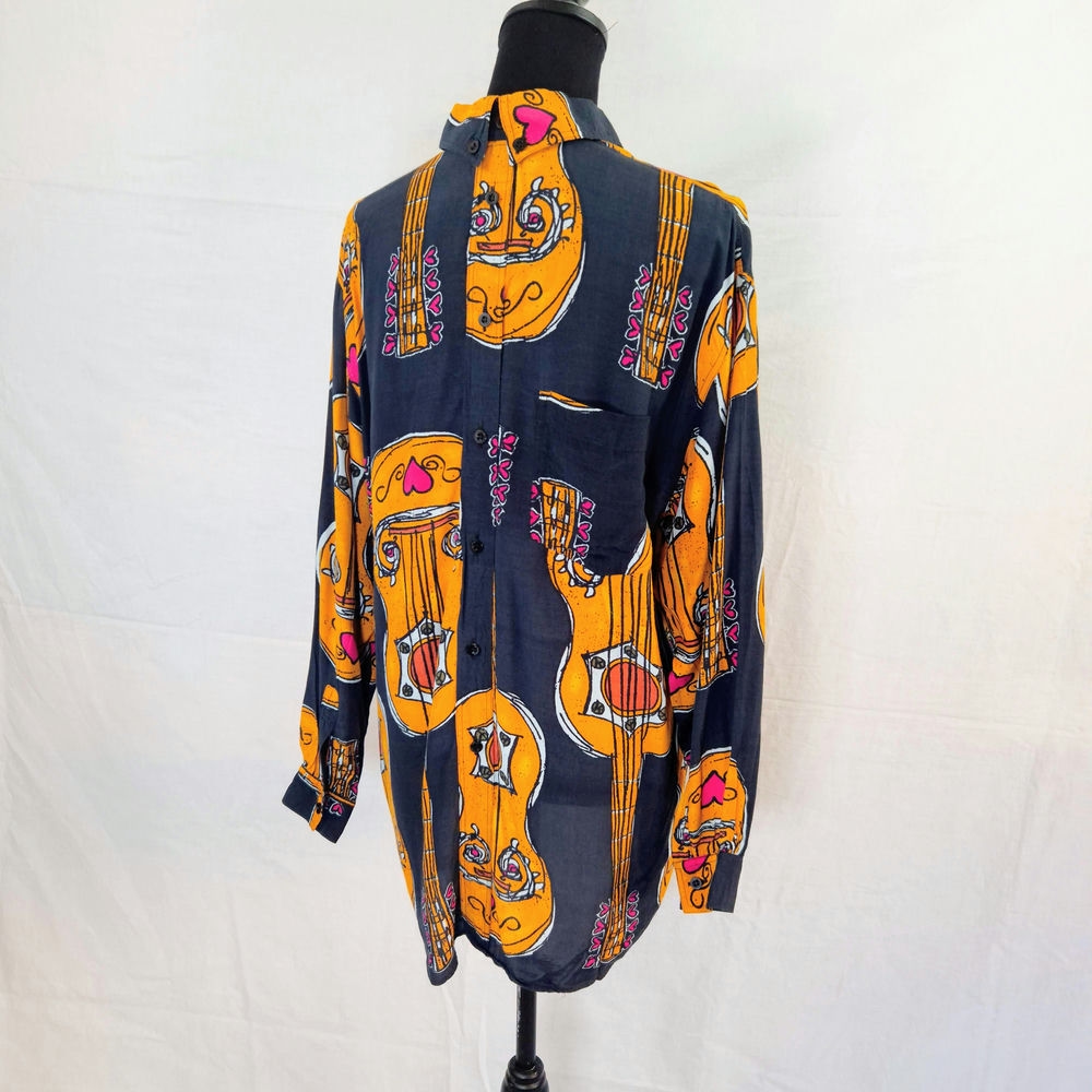 Moschino camicia con chitarre vintage 1980s