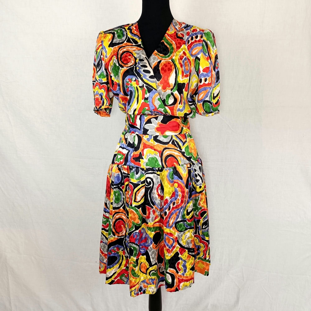 abito multicolore in seta