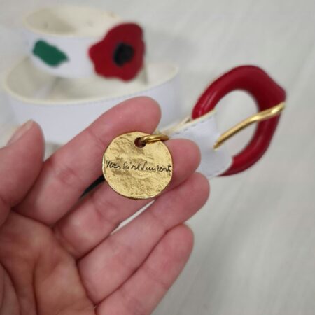 YSL anni '80 cintura bianca con papaveri rossi