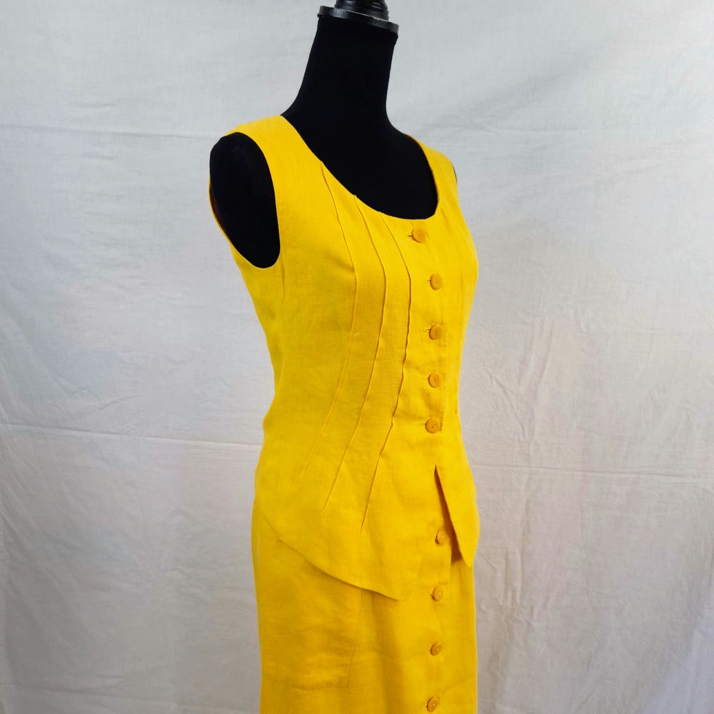 Kenzo Paris completo giallo in lino vintage 1990s