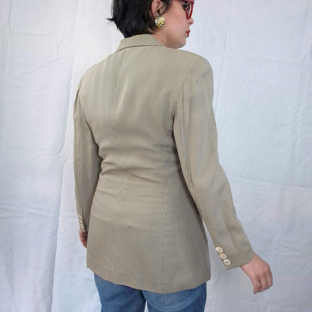 giacca beige a quadretti