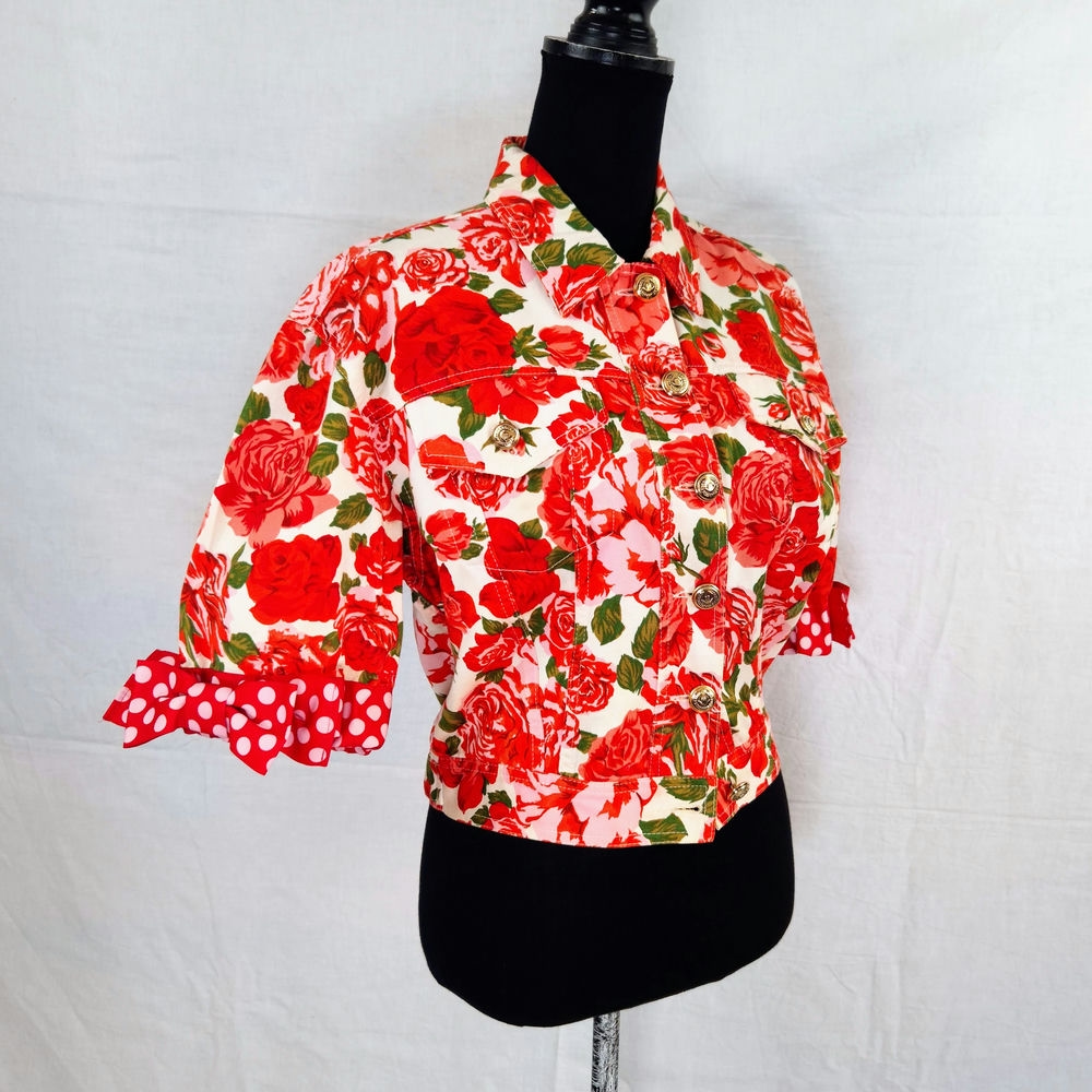 Moschino Jeans vintage 80s giacca corta con rose