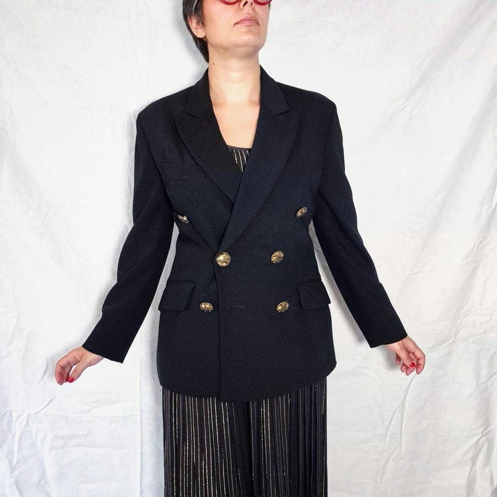 blazer nero doppiopetto