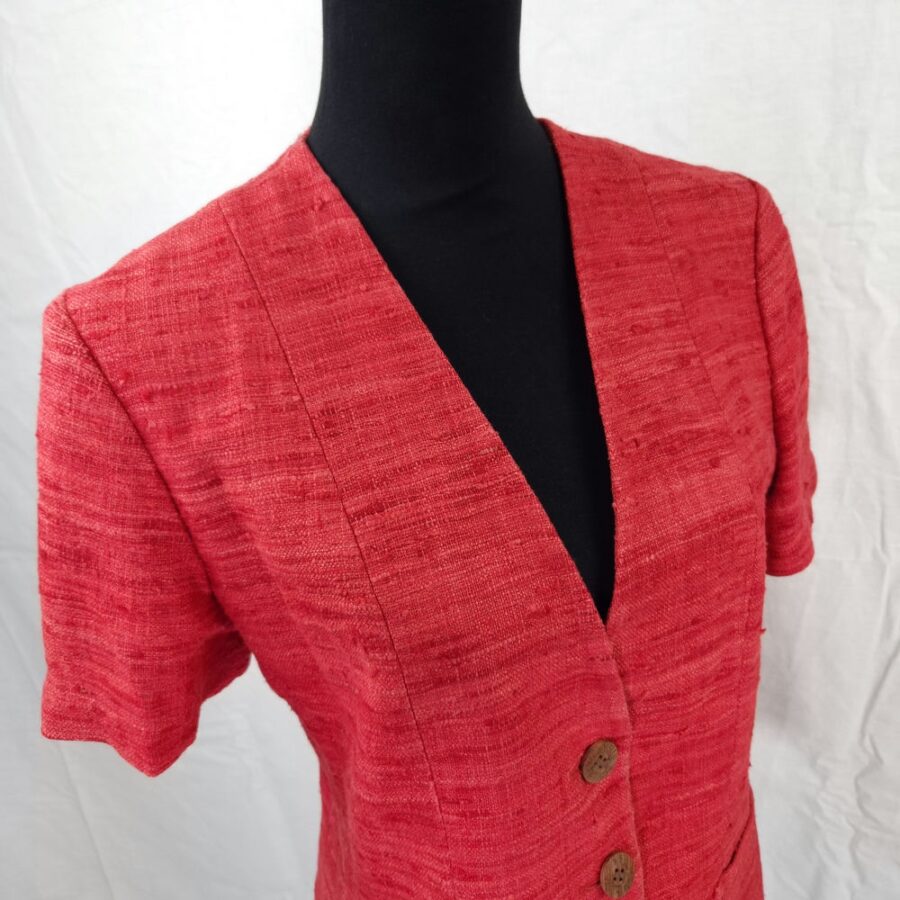 ysl red linen jacket