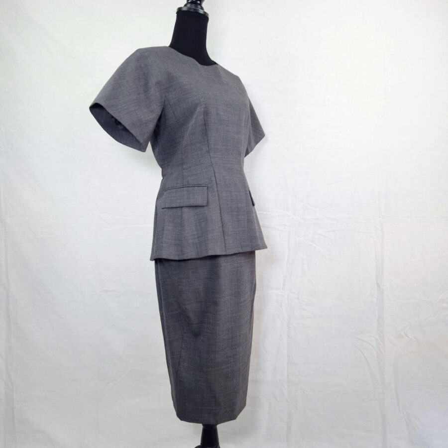 wool grey sheath dress