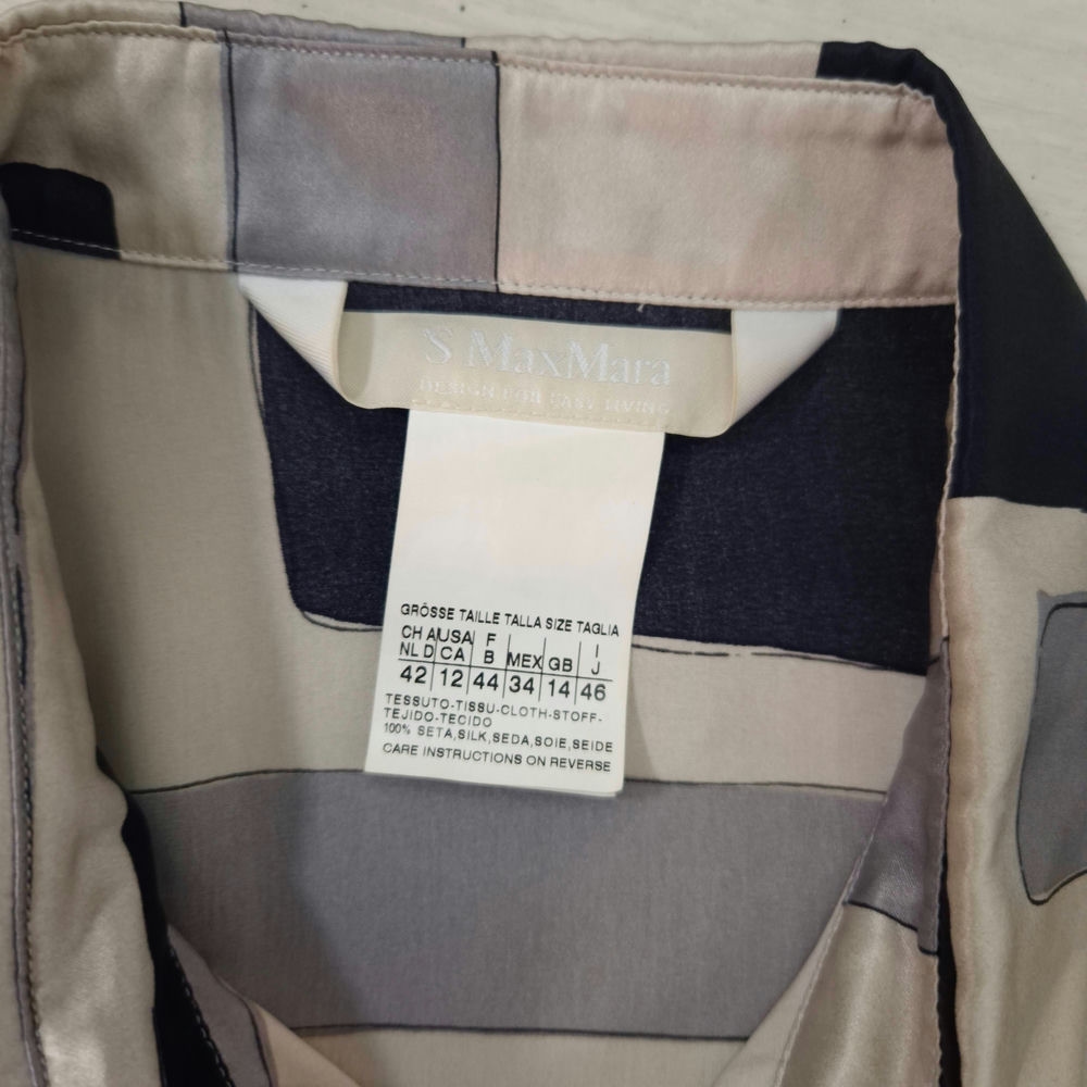 Max Mara camicia in seta anni 2000 con fantasia geometrica