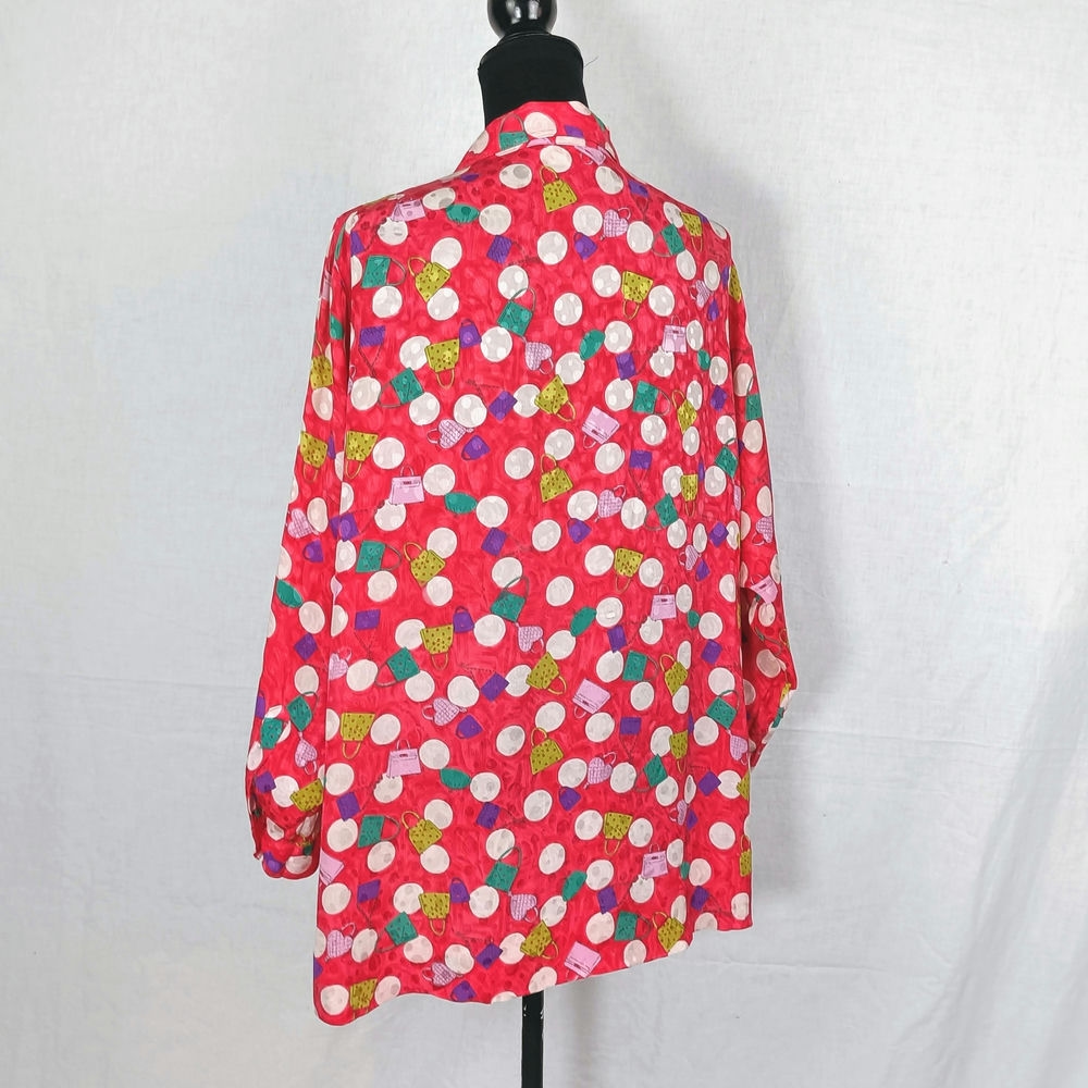Camicia vintage in seta con fantasia di borsette