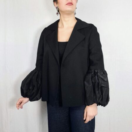 Christian Lacroix giacca nera in lana con maniche a sbuffo