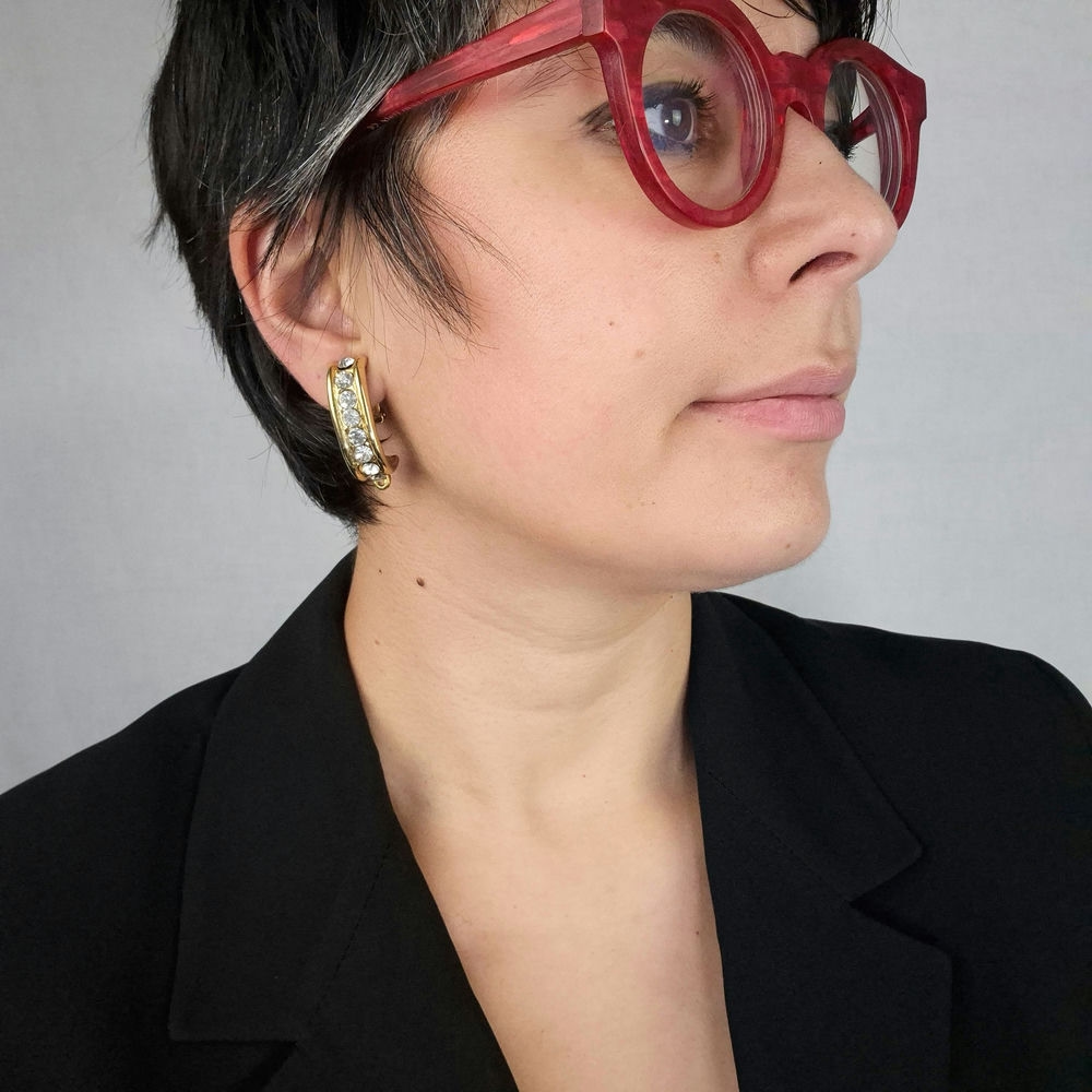 Orecchini vintage anni '80 con strass