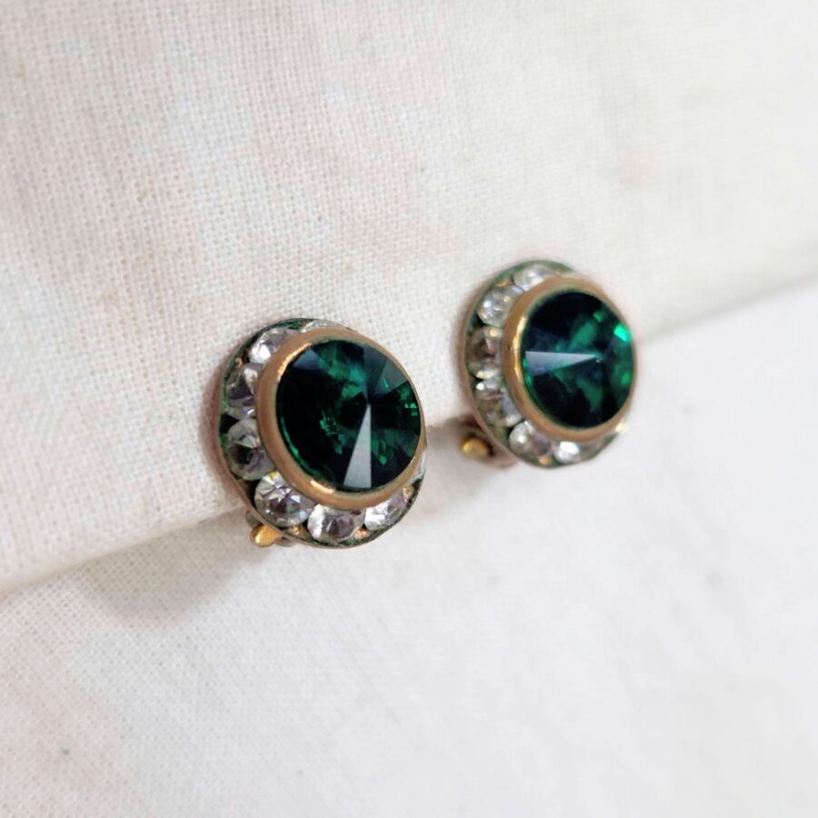 Orecchini vintage piccoli verde smeraldo