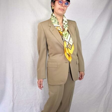 Lanvin Paris tailleur pantalone beige 1980s