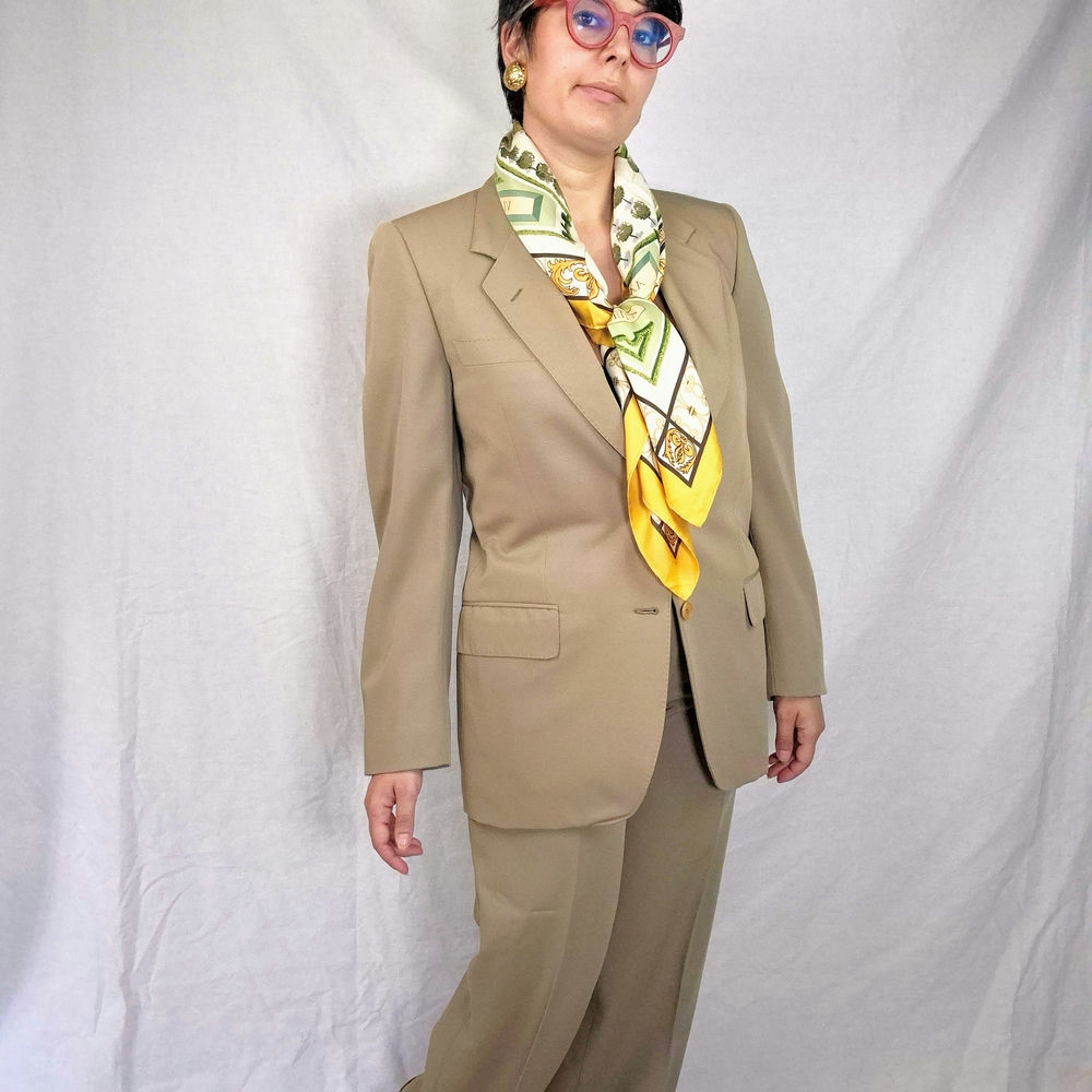 Lanvin Paris tailleur pantalone beige 1980s