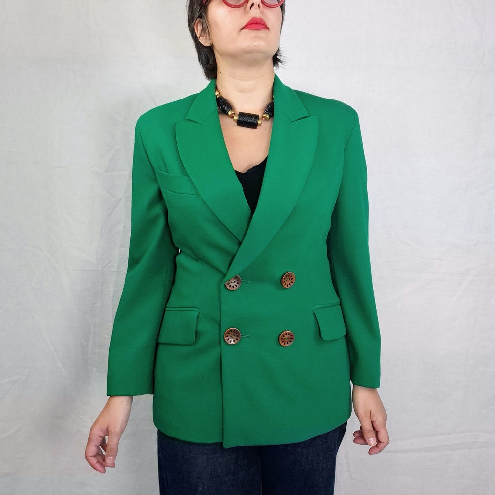 Moschino anni '90 giacca verde in lana - immagine 2