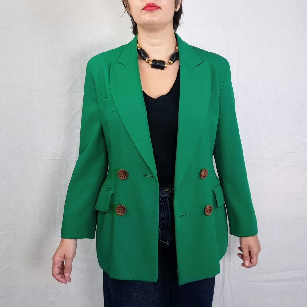 Moschino anni '90 giacca verde in lana - immagine 5