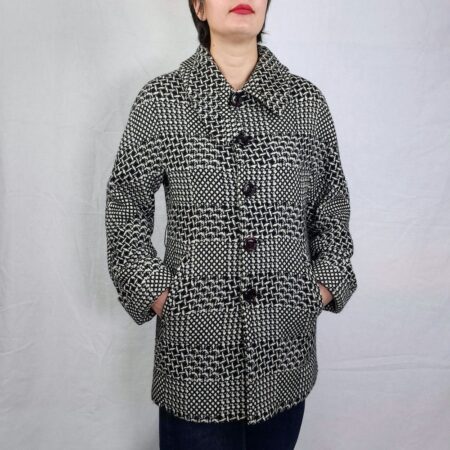 black and white coat