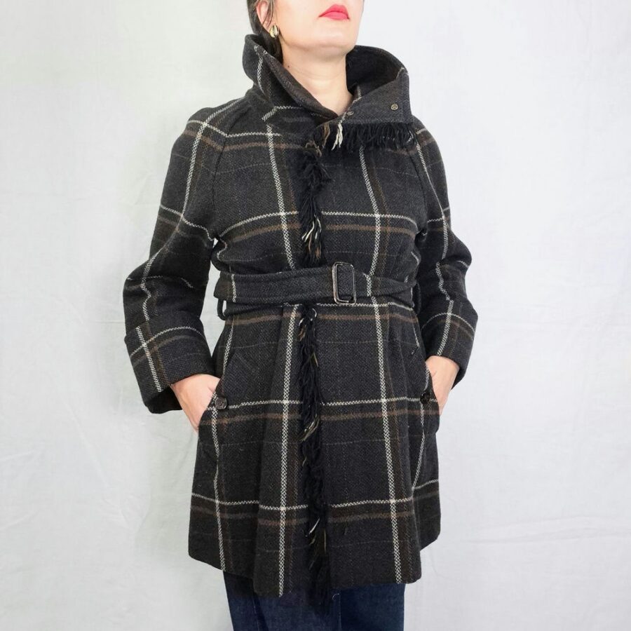 Max Mara cappotto marrone a quadri tartan