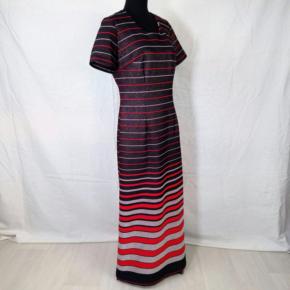 Maxi vestito a righe vintage anni 70 - immagine 6