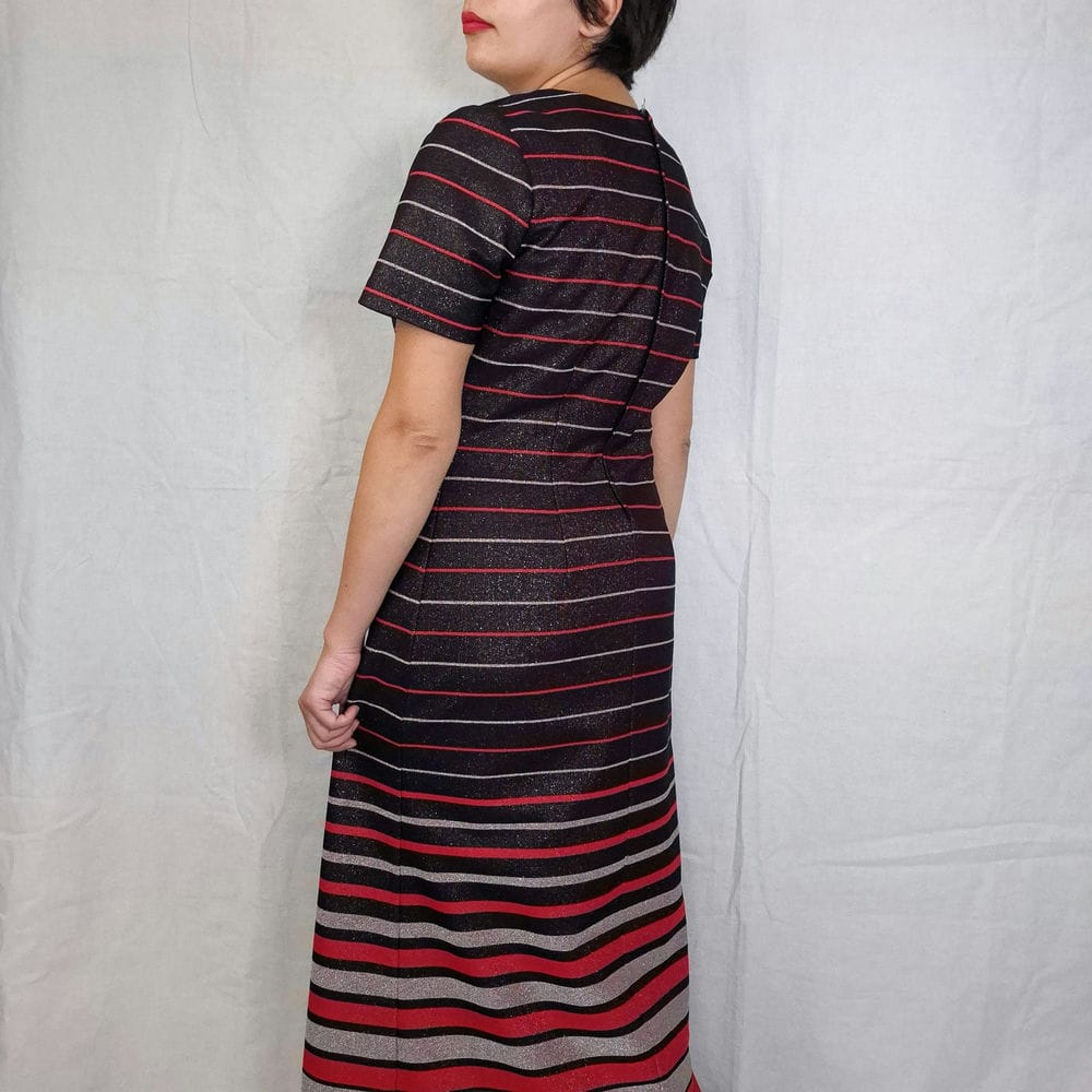 Maxi vestito a righe vintage anni 70 - immagine 3