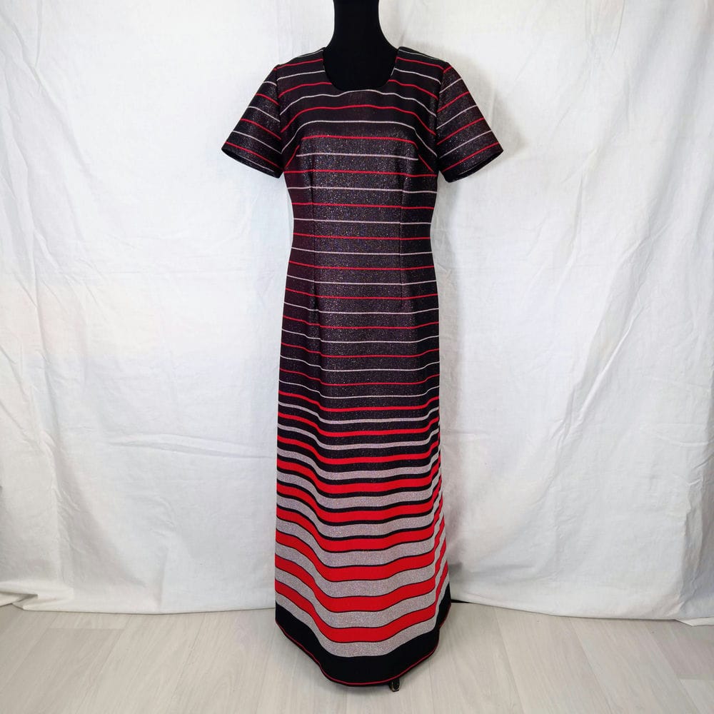 Maxi vestito a righe vintage anni 70 - immagine 4