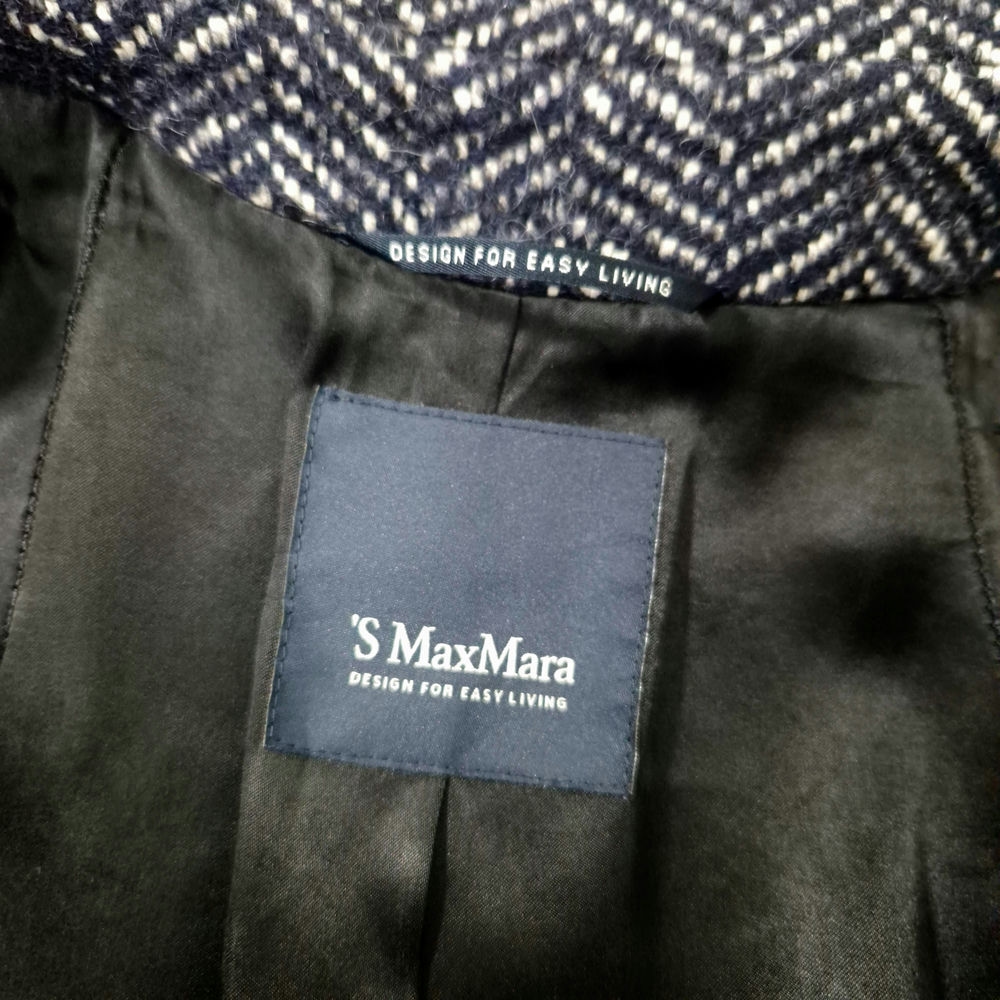 Max Mara cappotto blu herringbone