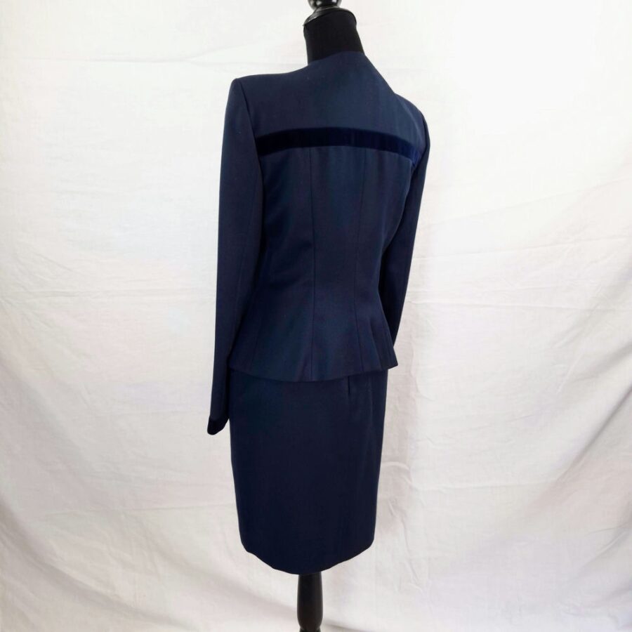 Giorgio Armani tailleur gonna blu in lana vergine