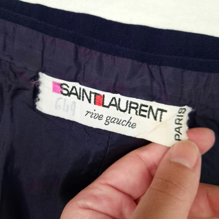 YSL Rive Gauche gonna blu in lana