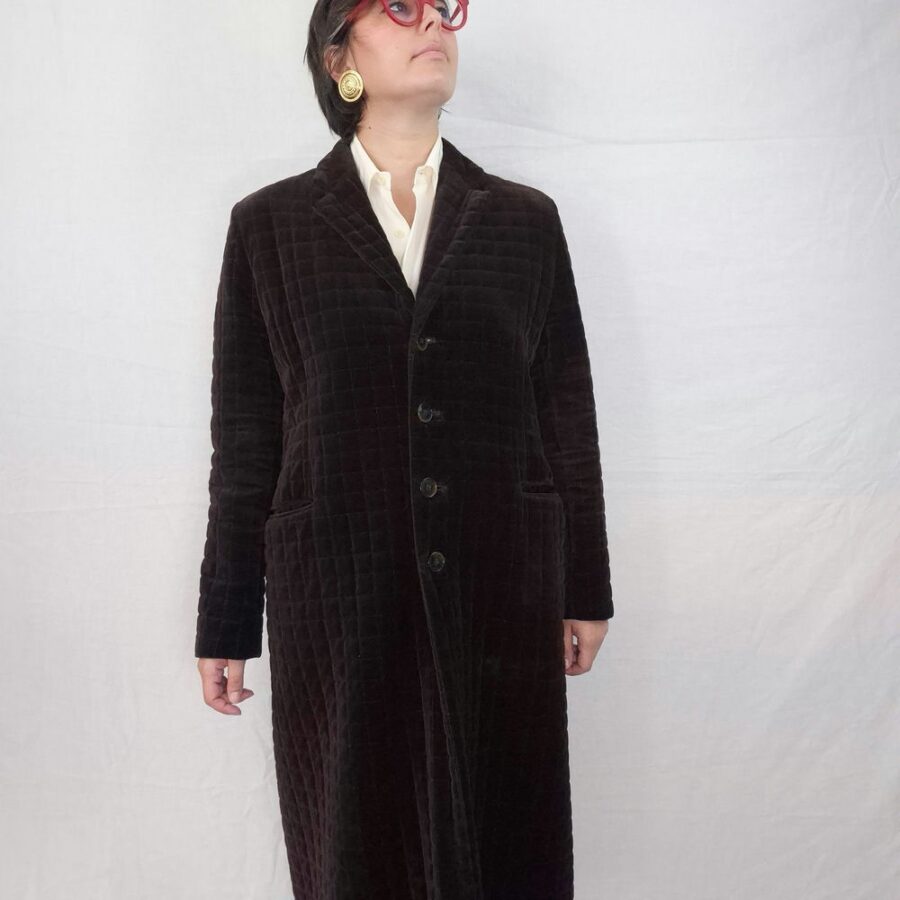 Cappotto in velluto marrone vintage 1990s