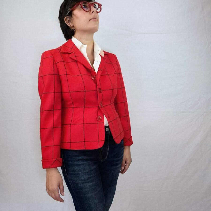 giacca rossa preppy
