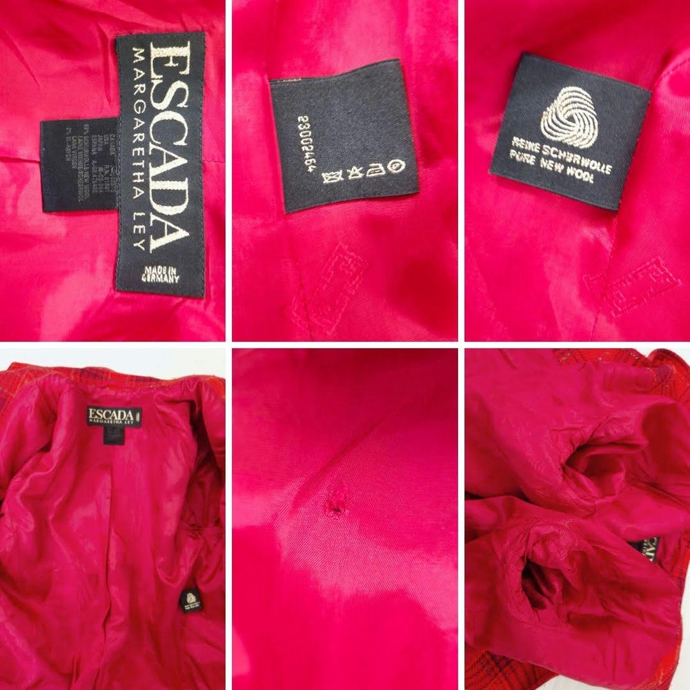 Escada giacca rossa scozzese lunga 1990s - immagine 11